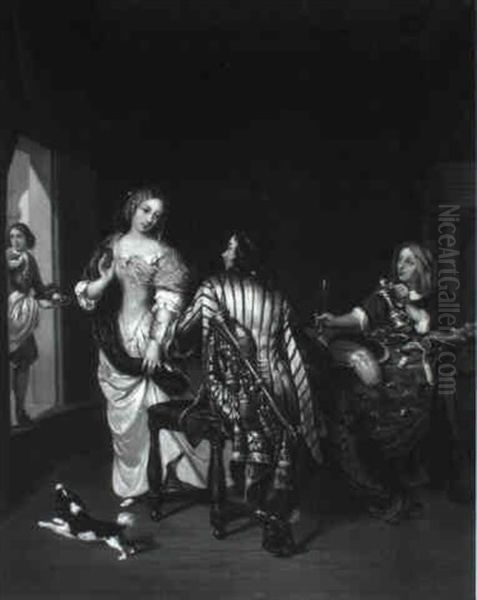 A Tavern Interior With A Lady Leaving Table - view 1