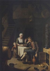 Handwerkerfamilie Bei Der Mahlzeit by Johann Jakob Mettenleiter