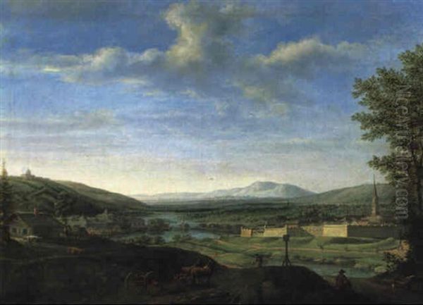 Panoramablick Mit Einer Stadt Und Befestigungsmauer - view 1