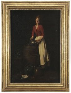 Maid Washing At A Barrel