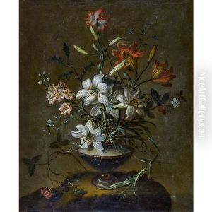 Stillleben Mit Lilien, Brombeerranke Und Stechpalmenzweig by Johann Martin Metz