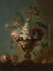 Vase De Fleurs Sur Un Entablement by Johann Martin Metz