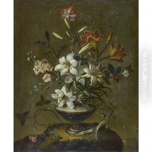 Stillleben Mit Lilien Und Brombeerzweig Stillleben Mit Lilien Und Brombeerzweig