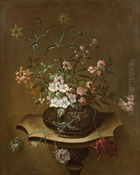 Vase De Fleurs Sur Un Piedestal - view 1