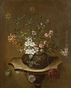 Vase De Fleurs Sur Un Piedestal by Johann Martin Metz