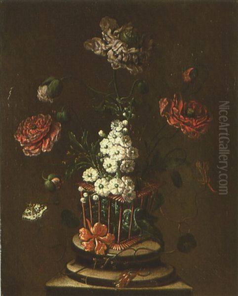 Blumenstillleben Mit Schmetterlingen - view 1