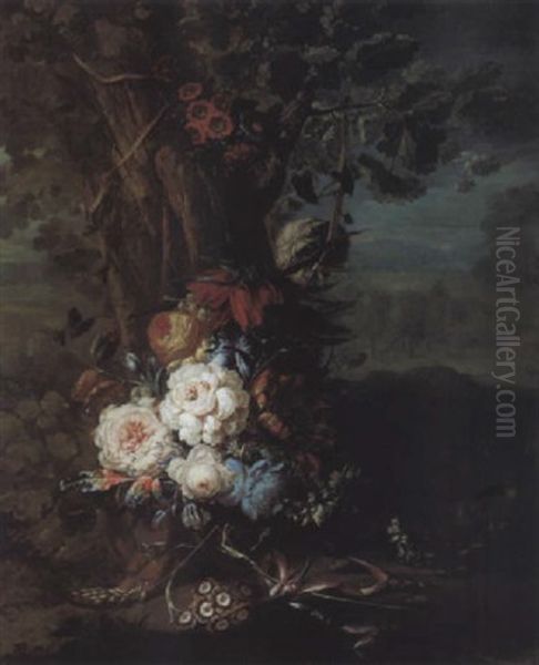 Bouquet De Fleurs Au Pied D'un Arbre Dans Un Paysage - view 1