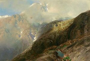 Das Vomperjoch Im Jahr 1878 by Alfred (Wilhelm) Metzener