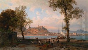 Blick Auf Angera Am Lago Maggiore by Alfred (Wilhelm) Metzener