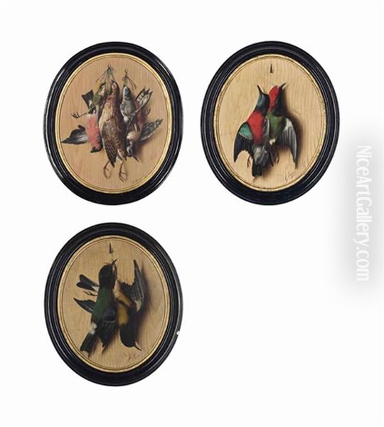 A Group Of Three Trompe L'oeil With Songbirds - view 1