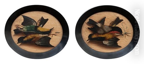A Pair Of Oval Still Lives Of Dead Birds - view 1