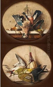 Nature Morte Aux Oiseaux Sur Entablement (2 Works) by Michelangelo Meucci