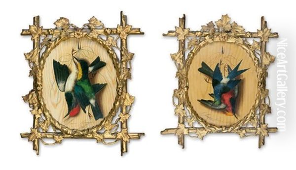 Paire De Trophees D'oiseaux (2 Works) - view 1
