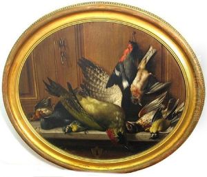A Trompe L'oeil With Songbirds by Michelangelo Meucci