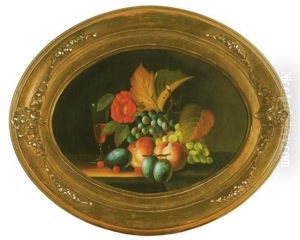 Still Life Of Fruits, Flowers And A Glass Of Wine On A Table (+ A Still Life; Pair) by Michelangelo Meucci
