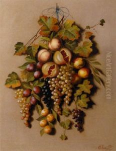 Stilleben Mit Granatapfeln, Pfirschen, Weintrauben, Ringlotten Und Pflaumen by Michelangelo Meucci