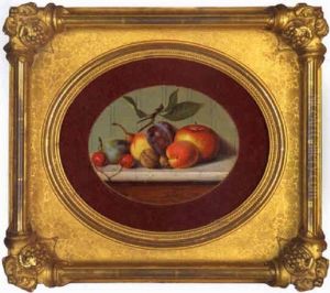 Fruchtesstilleben Mit Apfeln, Pflaumen, Pfirsichen Und Nussen