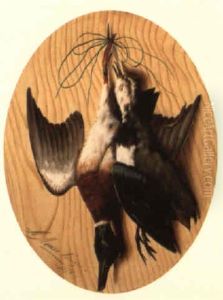A Hanging Mallard And Lapwing by Michelangelo Meucci