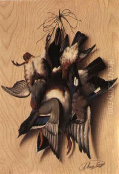 A Mallard, Partridge And Jay Hanging From A Nail - view 1