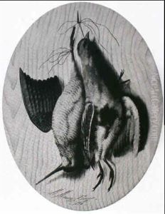 Trompe L'oeil Med Sneppe Og Agerhone Pa En Traevaeg