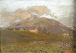 Scorcio Di Montagne Con Cascina by Camillo Besana
