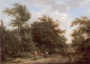 Gronskande Landskap Med Gard, Boskap Och Vilande Figurer by Abraham Adrianus ver Meulen