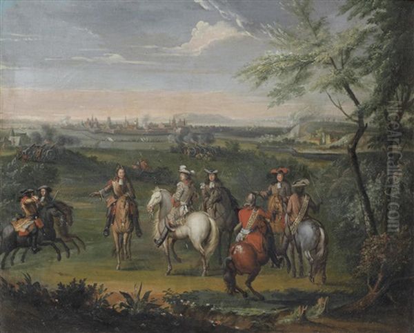 King Louis Xiv Before Maastricht; And A View Of Luxembourg Near The Mansfield Baths (2) by Adam Frans van der Meulen