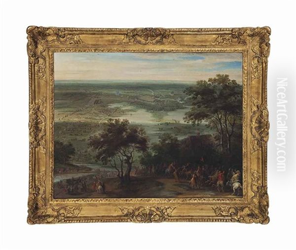 Calvary Gathering In A Panoramic Landscape, A City Under Siege Beyond - view 1