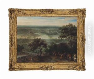 Calvary Gathering In A Panoramic Landscape, A City Under Siege Beyond