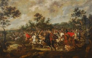 Combat De La by Adam Frans van der Meulen