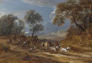 Un Convoi Attaque Par Des Brigands by Adam Frans van der Meulen
