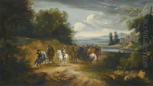 Louis Xiv And Other Cavaliers In An Extensive Landscape
