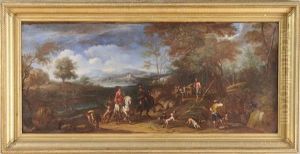 Hunt Scene by Adam Frans van der Meulen