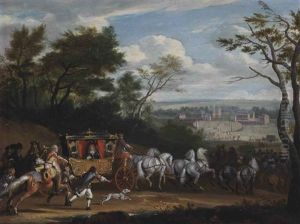 Louis Xiv Before Versailles In His State Coach by Adam Frans van der Meulen