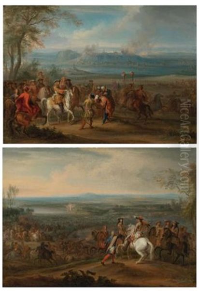The French Army Crossing The Rhine At Lobith; The Siege Of Belgrade (pair) - view 1