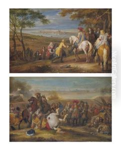 Les Cles De Marsal Remises A Louis Xiv, Le 1er Septembre 1663 (+ Le Siege De Douai En Juillet 1667, Smllr; Pair) by Adam Frans van der Meulen