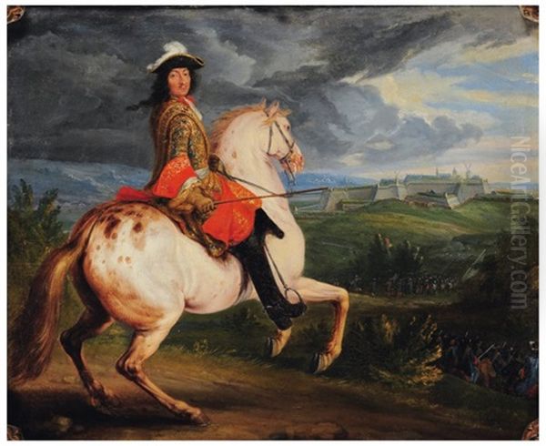 Portrait Equestre De Louis Xiv Devant Charleroi - view 1