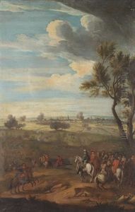 Louis Xiv Outside The City Of Maastricht by Adam Frans van der Meulen