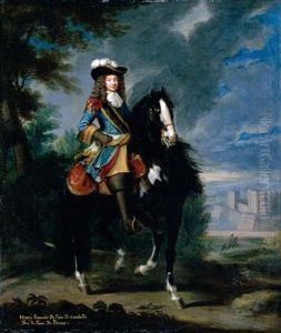 Equestrian Portrait Of Henry Francois De Foix De Candalle by Adam Frans van der Meulen