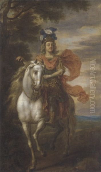 An Equestrian Portrait (johann William, Elector Palatine?) In Classical Military Dress, In A Landscape - view 1