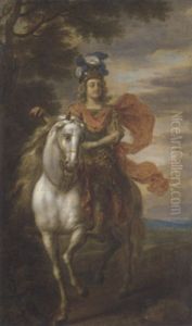 An Equestrian Portrait (johann William, Elector Palatine?) In Classical Military Dress, In A Landscape by Adam Frans van der Meulen