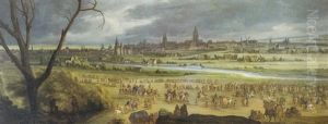 Cavaliers Devant La Ville Courtrai by Adam Frans van der Meulen