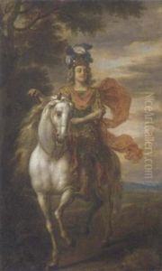 An Equestrian Portrait (johann William, Elector Of The Palatine?) In An Ancient Roman Military Leader Dress, In A Landscape by Adam Frans van der Meulen