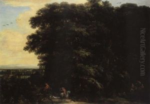 Bewaldete Landschaft Mit Jagern by Adam Frans van der Meulen