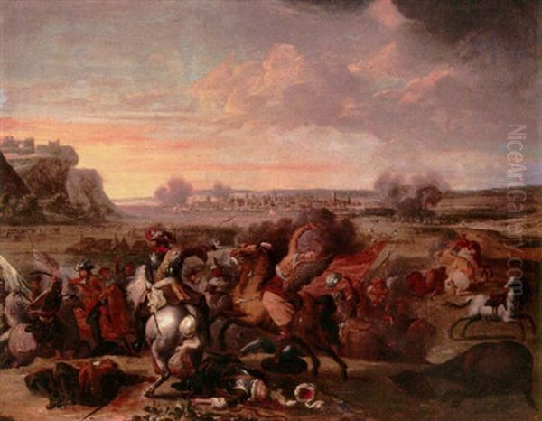 A Battle Scene With A Town Beyond - view 1