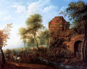 Pferdekarren Auf Einem Weg Am Ufer Eines Flusses Pferdekarren Auf Einem Weg Am Ufer Eines Flusses