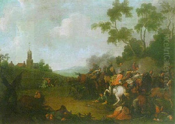 Cavalry Engagement Beside A Town - view 1