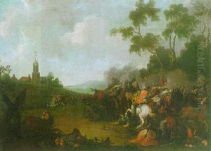 Cavalry Engagement Beside A Town