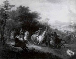 A Cavalry Skirmish Being Joined By Fresh Troops by Adam Frans van der Meulen