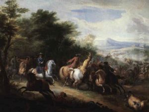 Cavalry Skirmish Being Joined By Fresh Troops by Adam Frans van der Meulen